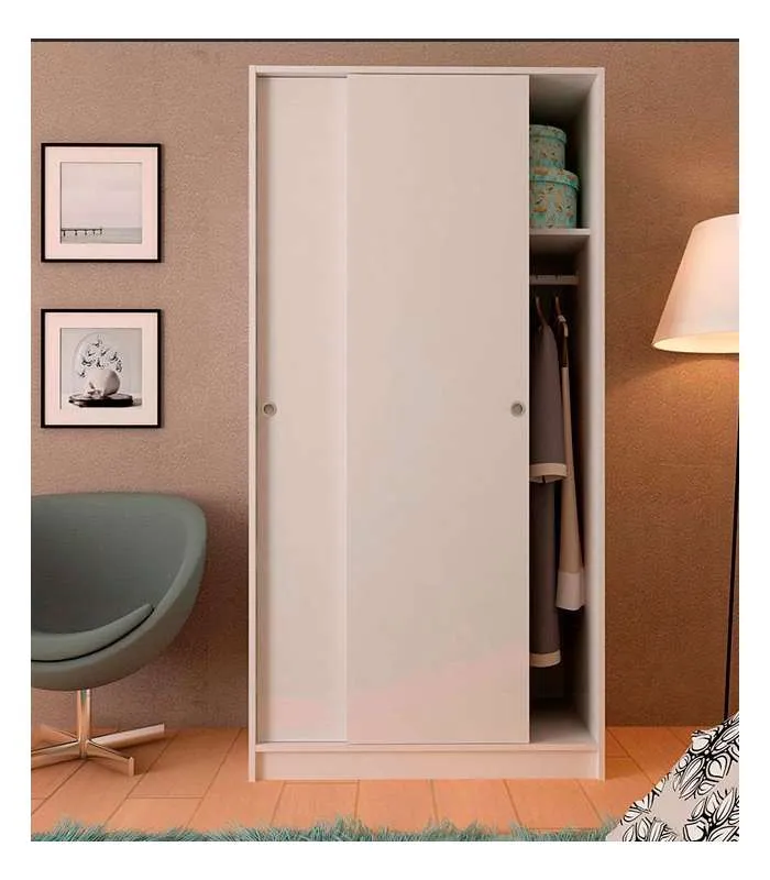 Armario blanco 2 puertas correderas 180 cm