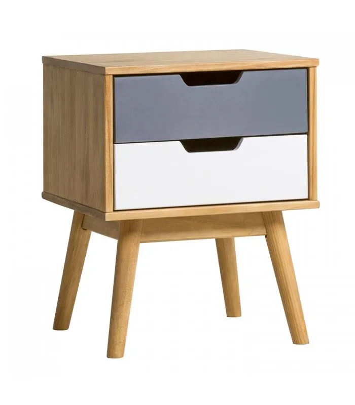 Mesita 2 cajones modelo Cupido en acabado cera