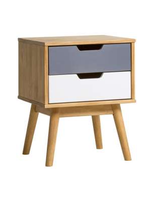 Mesita 2 cajones modelo Cupido en acabado cera