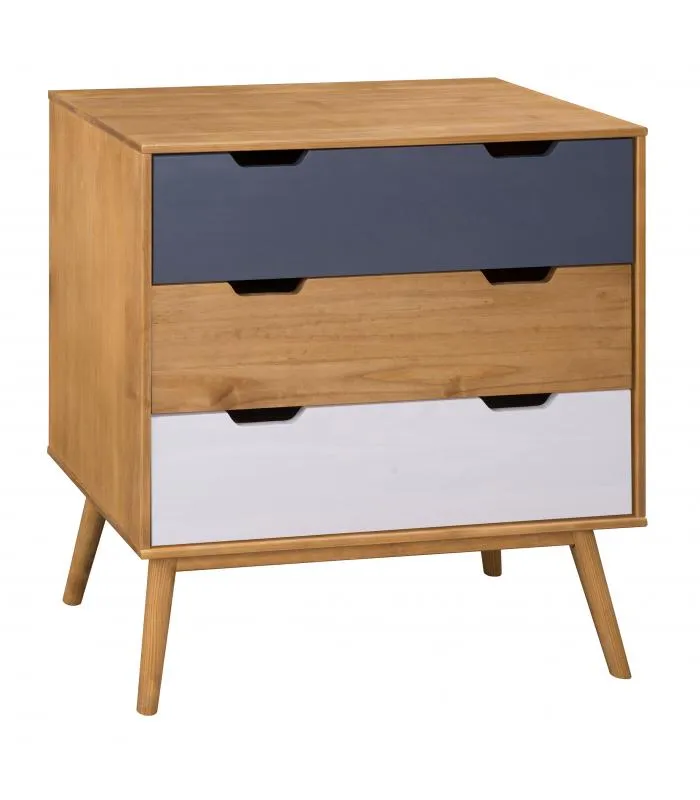 Cómoda Cupido 3 cajones en color cera, nórdica