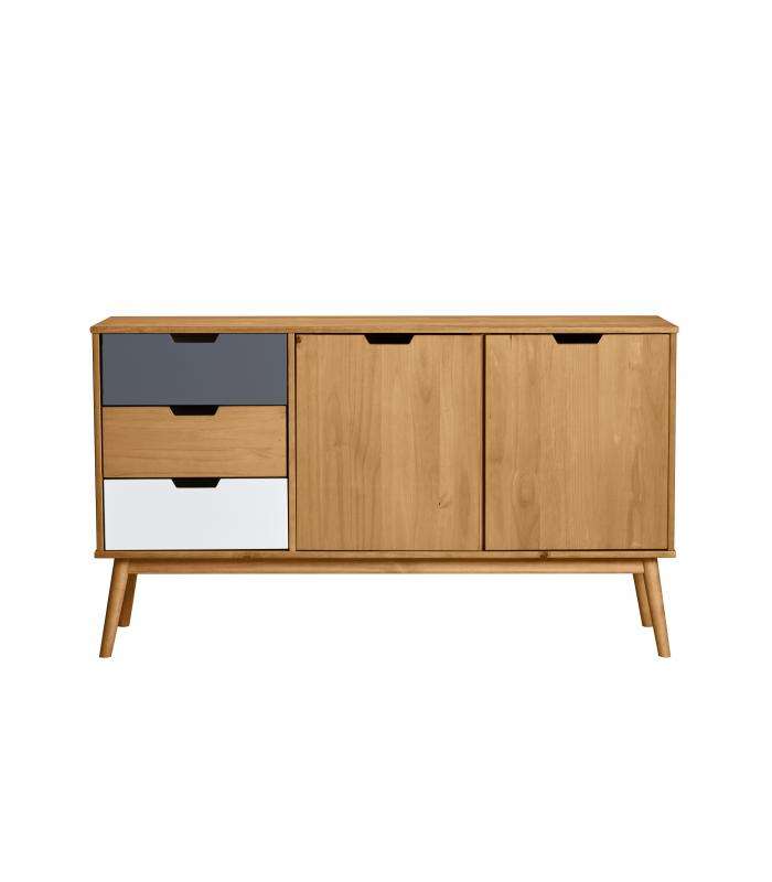 SIDEBOARD CUSCO 2P3C CERA/CINZA T-WHITEMkric Aparador Makeric