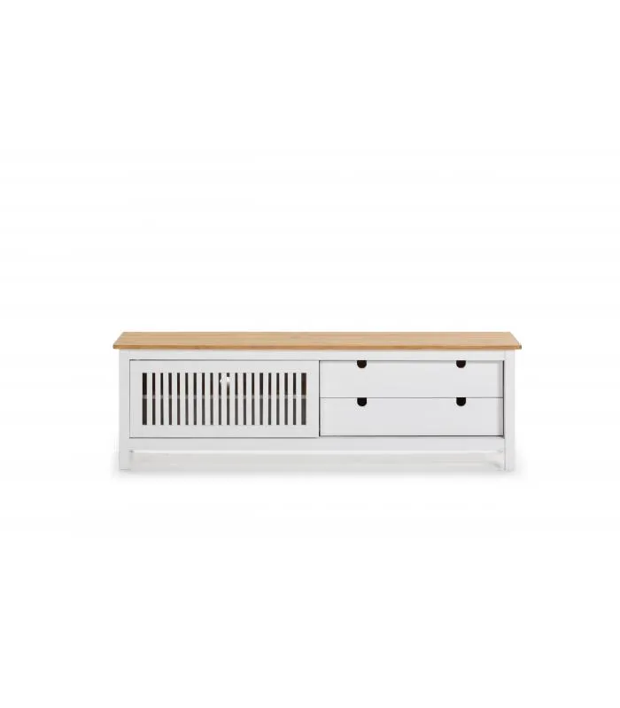 Mueble TV Luna blanca 158 cm, elegante y funcional