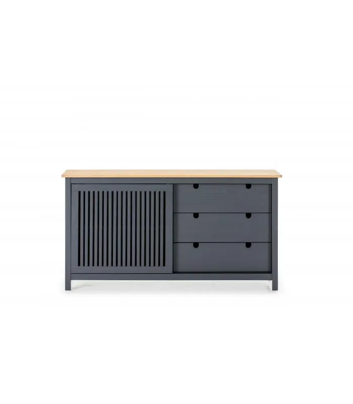 Aparador Luna gris 1 puerta 3 cajones 150x80x40 cm