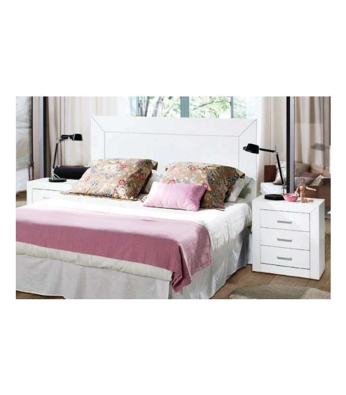 Set marriage headboard 2 tables in white wood