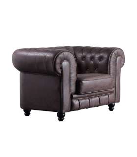 Cadeira de braços Chesterfield de 1 lugar em tecido de veludo ou semi-couro 115