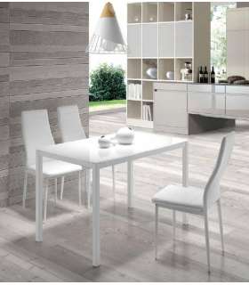 Mesa para cocina cristal blanco patas blanco 75 cm(alto)105
