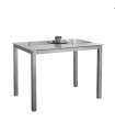 Table de cuisine fixe en verre blanc avec pieds gris 75 cm(hauteur) 105 cm(largeur) 60 cm(profondeur).