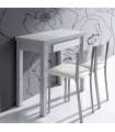 Mesa de cozinha extensível com tampo de vidro branco 73 cm (altura) 40/80 cm (largura) 80 cm (profundidade).