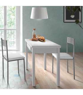 Mesa de cozinha extensível com acabamento branco 73 cm(altura) 40/80