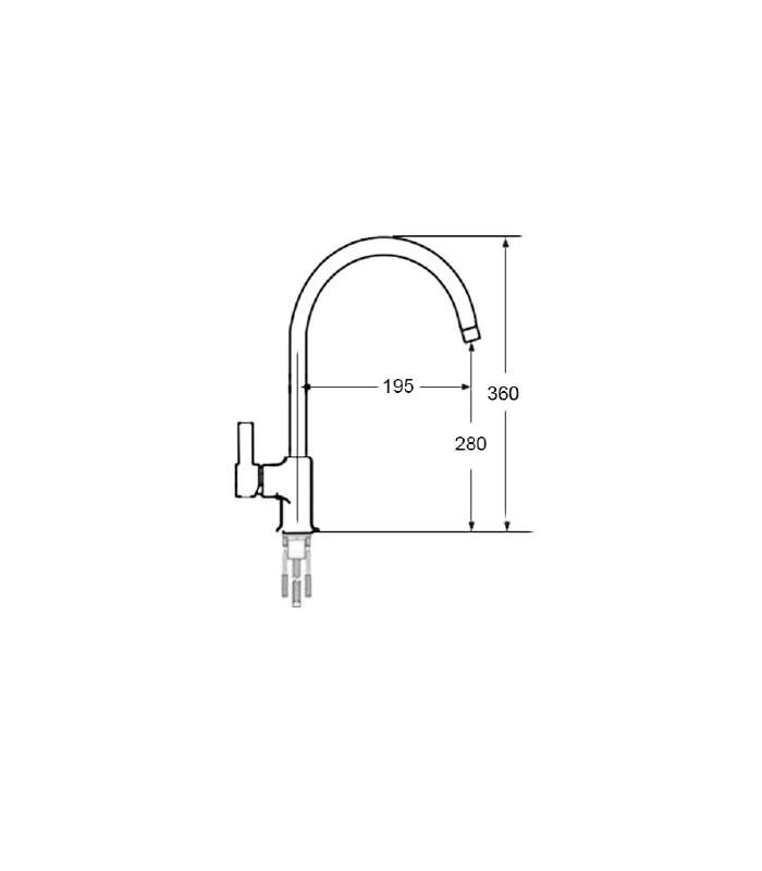 Grifo monomando Brasil en color cromo 36 cm(alto) 19,5