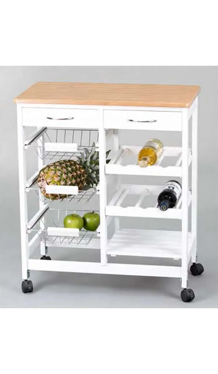 Carrinho de cozinha completo em madeira e brancoKitCloset Auxiliares de