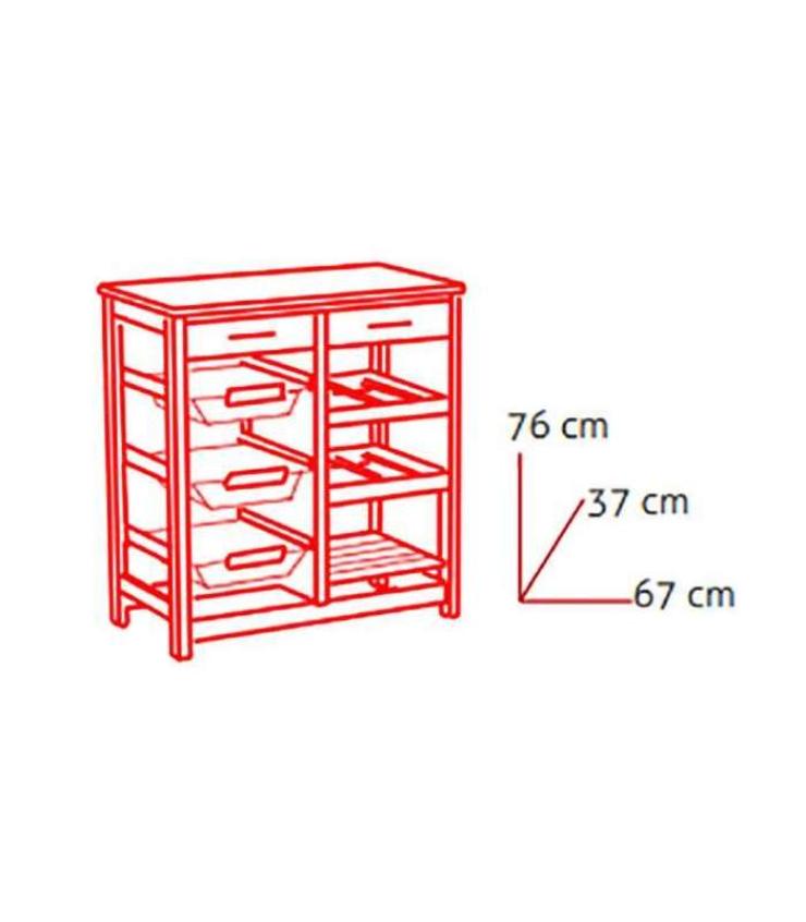 Carro cocina completo madera y blanco