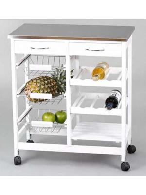 Carrinho de cozinha em inox branco - 76cm x 67cm x 37cm