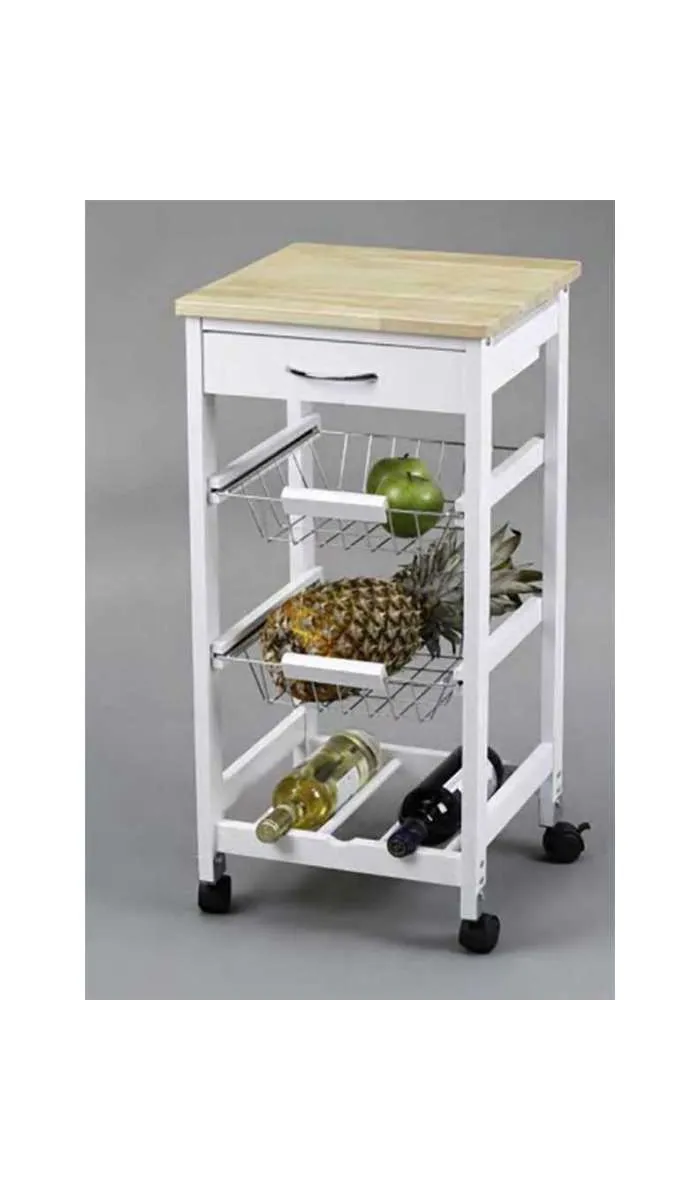 CARRO COCINA CESTAS + BOTELLERO MADERA