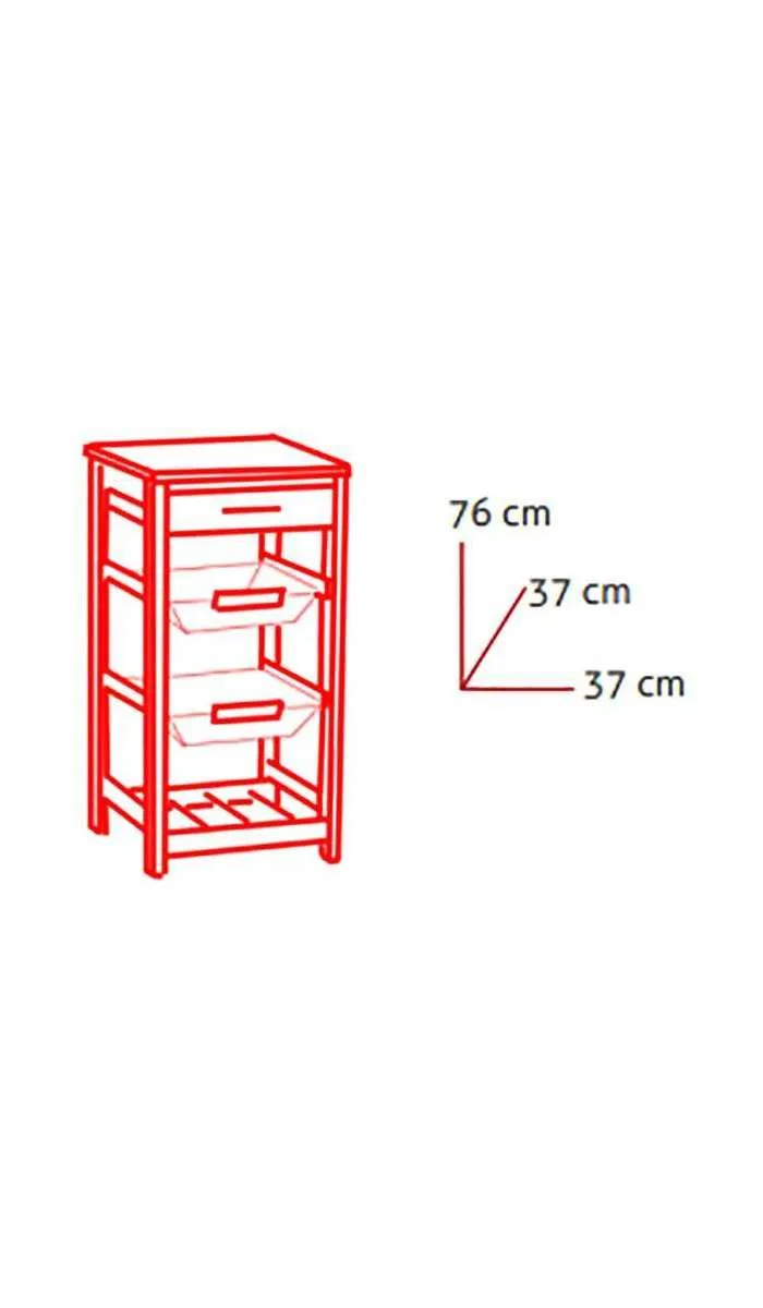 Carro cocina cestas + botellero maderaKitCloset Auxiliares de
