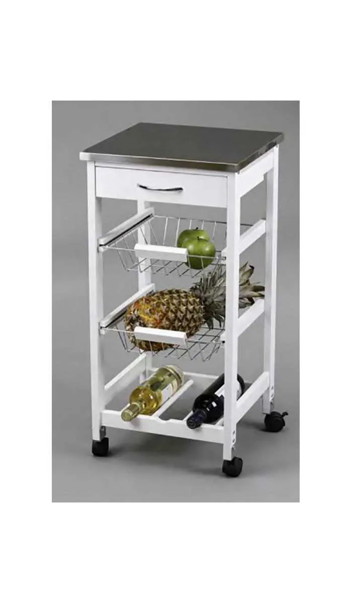 CARRO COCINA CESTAS + BOTELLERO INOXIDABLE