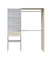 Elfos walk-in closet with shelves and a drawer and 2 hanging rods white oak 187 cm high x 158 cm wide x 40cm deep.