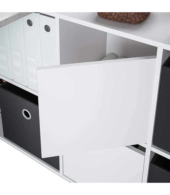 Mesa escritorio reversible en Gris Cemento y Blanco Artik