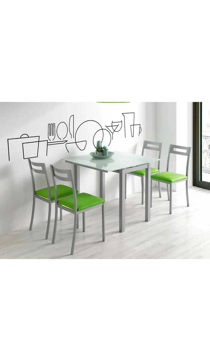 Mesa extensible Laia cristal blanco 95cm
