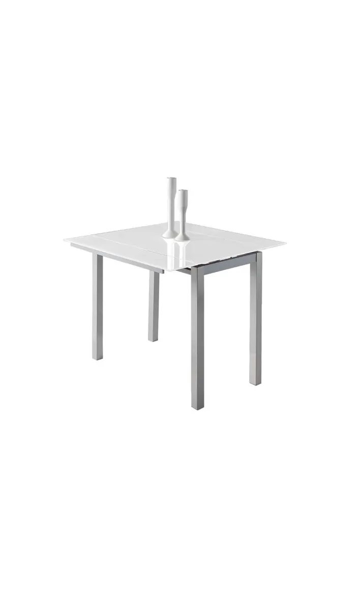 Mesa extensible Laia cristal blanco 95cm