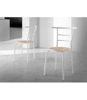 Eva table set and 2 chairs, white and Canadian oak