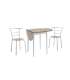 Eva table set and 2 chairs, white and Canadian oak