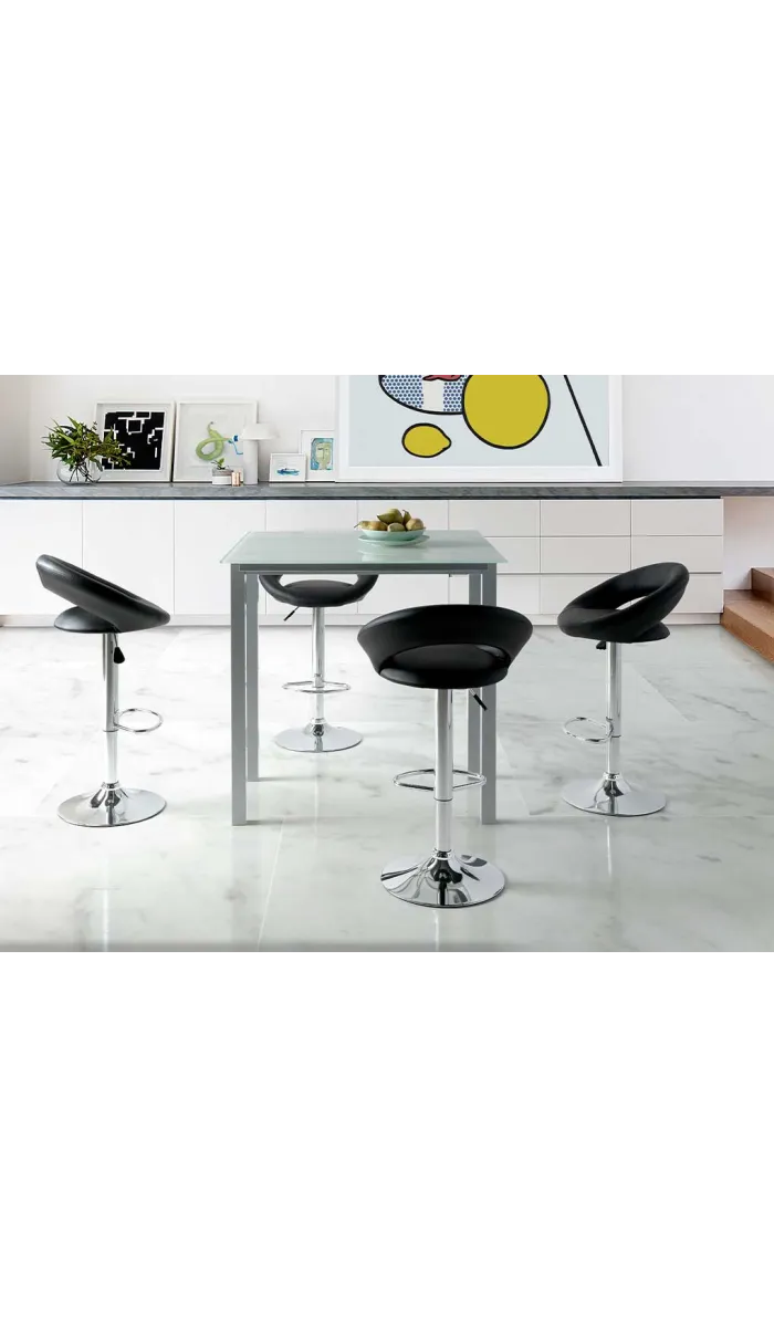 Mesa extensible alta Laia, cristal blanco, moderna