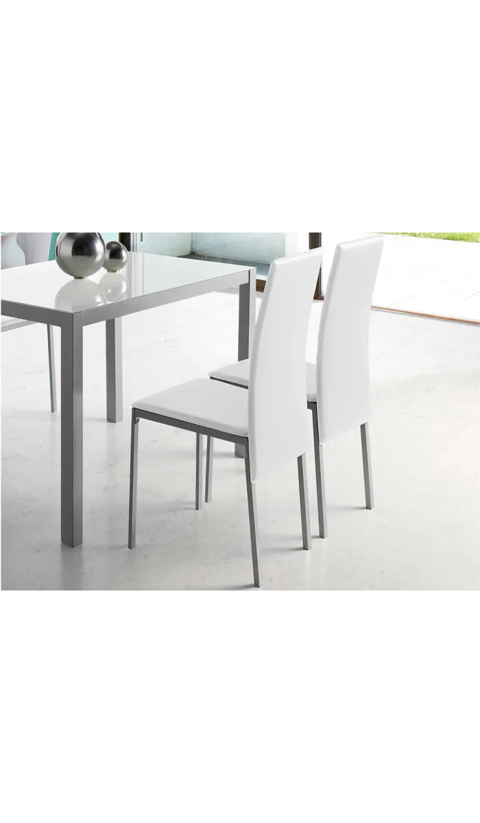 Sillas Carla en polipiel blanco, 4 piezas