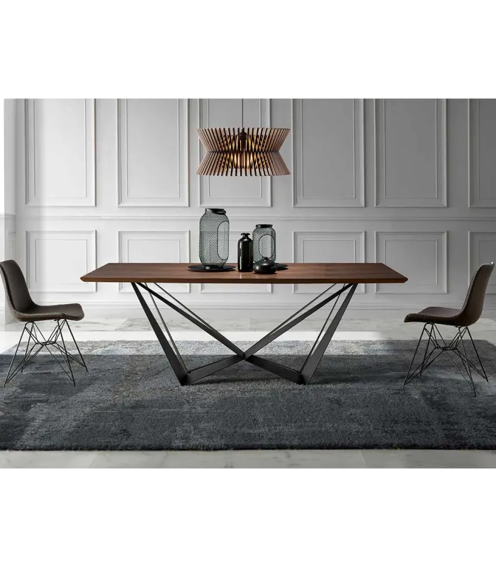 PDCOR Mesas de salon Mesa fija rectangular acabada en nogal
