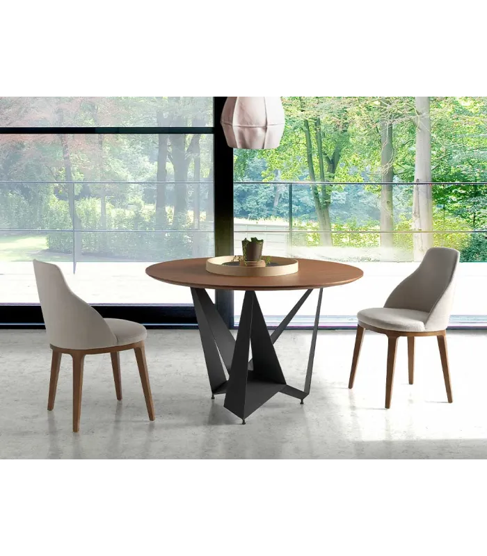 Mesa redonda Gala em nogueira, 120 cm