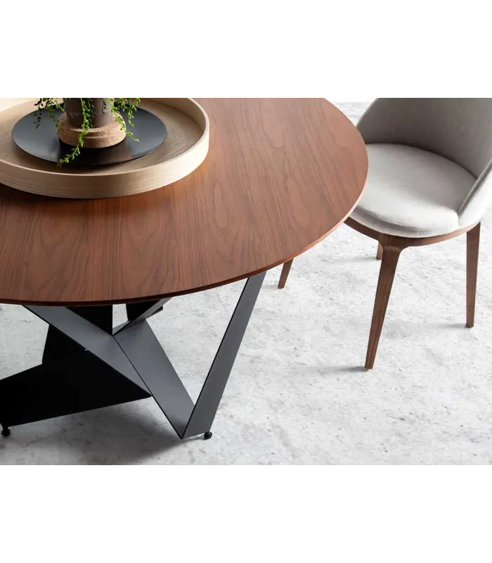 Mesa redonda Gala em nogueira, 120 cm