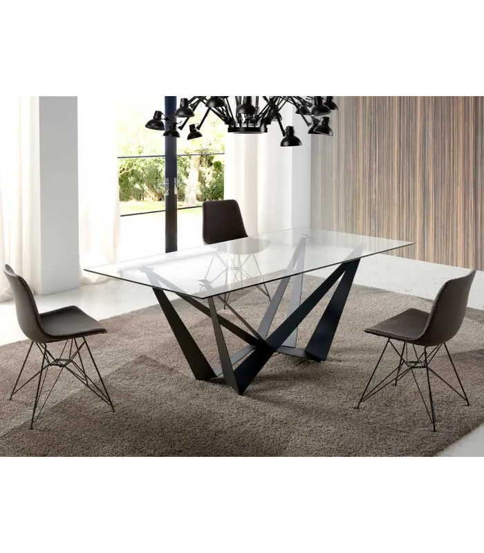 PDCOR Mesas de salon Mesa fija rectangular de vidrio templado
