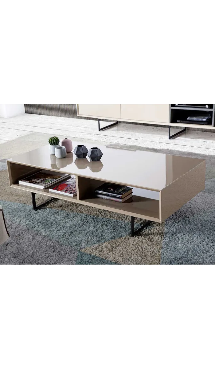 Mesa de centro rectangular moka alto brillo Mara