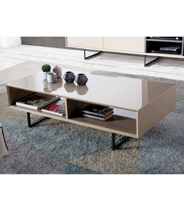 Mesa de centro rectangular en moka alto brillo TAMESIS 120 x 60