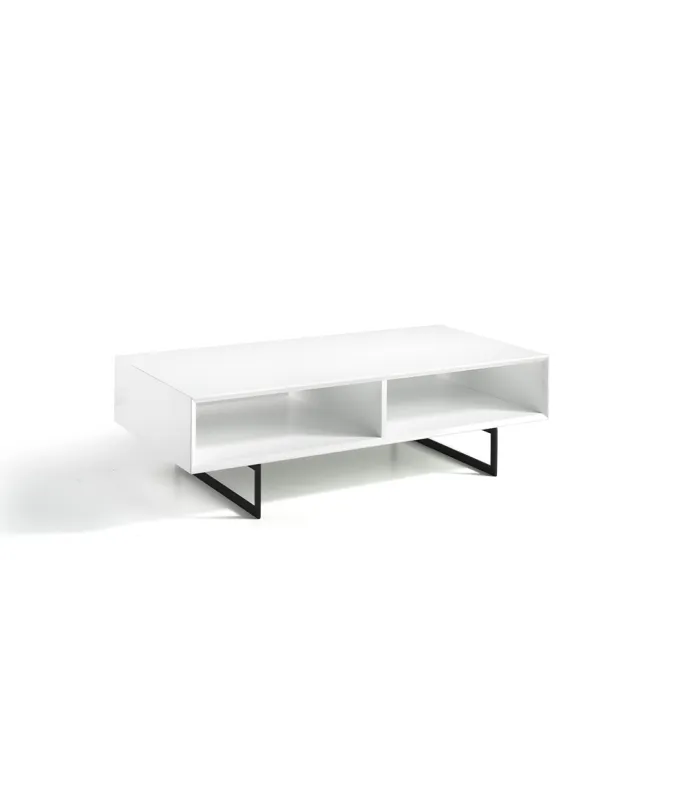 Mesa central Yasmine em branco alto brilho