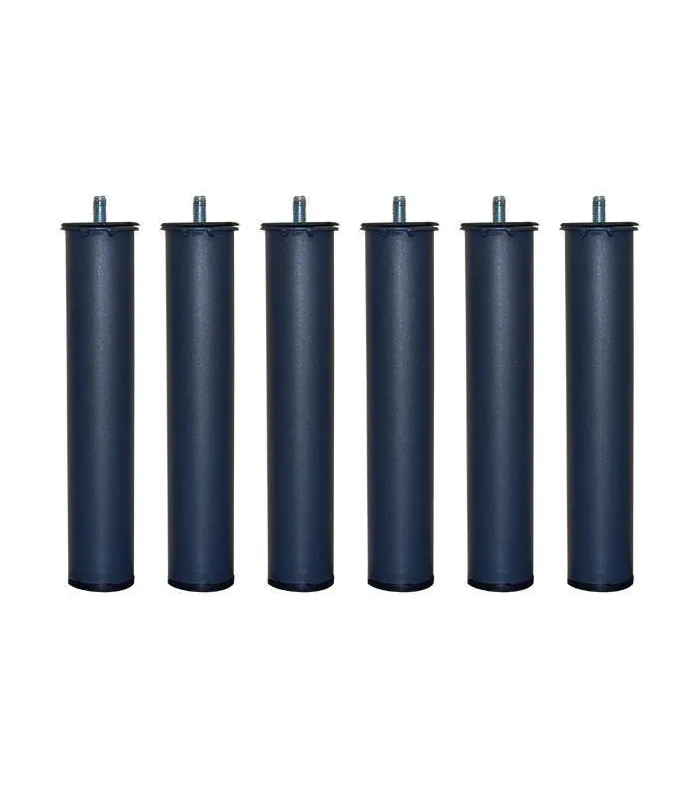 Juego de 6 patas metálicas cilíndricas grises