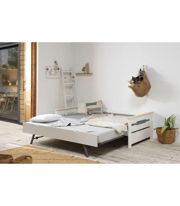 Cama nido Eva 90cm blanco/natural, elegante y funcional