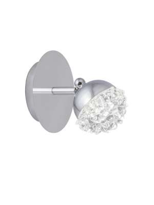 Candeeiro de parede Azalea cromado com flor de vidro