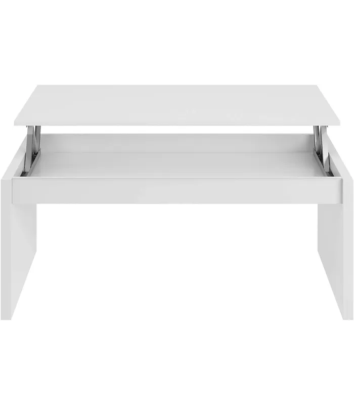 Mesa centro Lucar elevable blanca, moderna y funcional