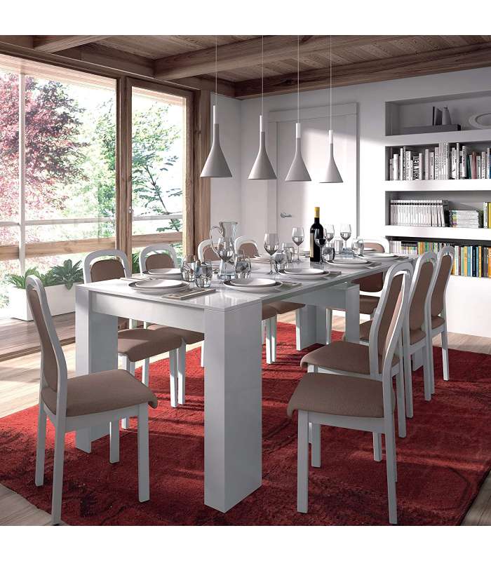 Extensible multifunction Kendra dining table with 5 possible