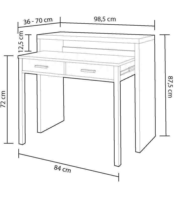 Frs Mesas ordenador-oficina Escritorio extensible Osaka blanco