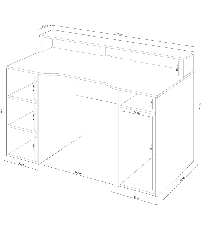 Mesa Gamer Antracite 88x136 cm - Estilo e Funcionalidade