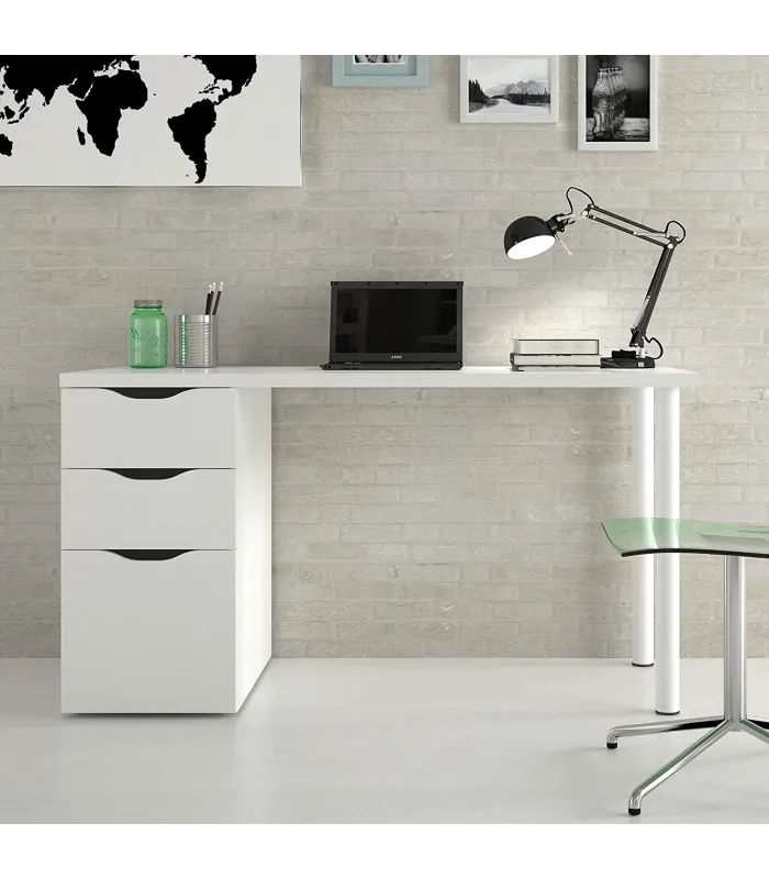 Mesa de ordenador reversible Seul en blanco