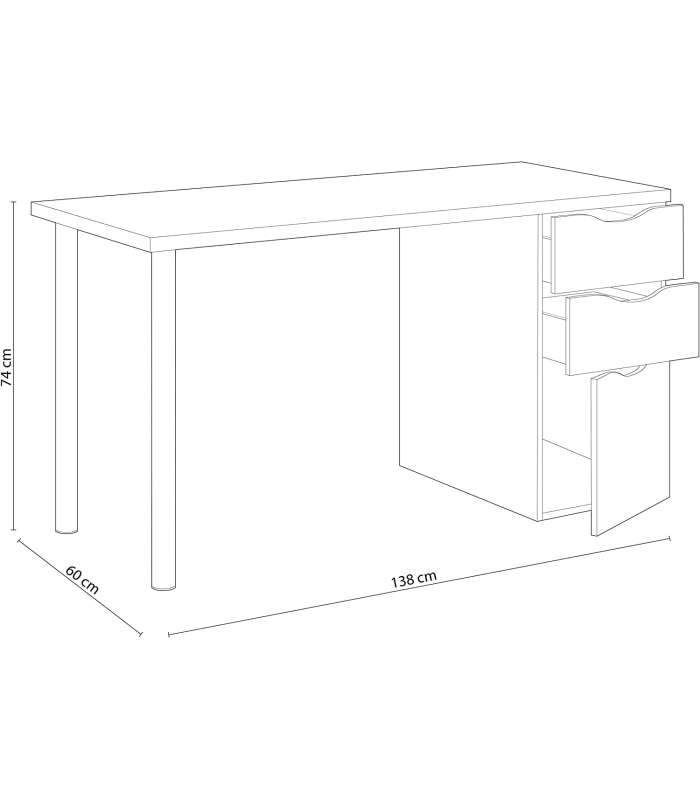 Mesa de computador reversível em branco 74 cm(altura)138