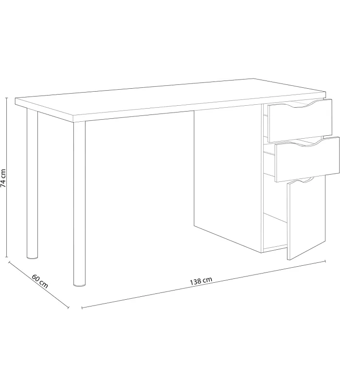 Mesa de ordenador reversible Seul en blanco