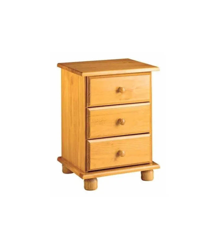 Mesita Altea 3 cajones en madera maciza color miel