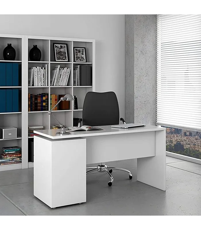 Mesa despacho Tokio 3 cajones, blanca, moderna