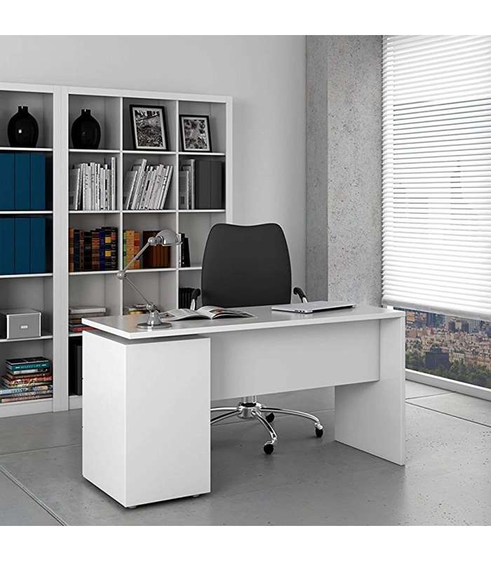 Theon office table three white artik drawers