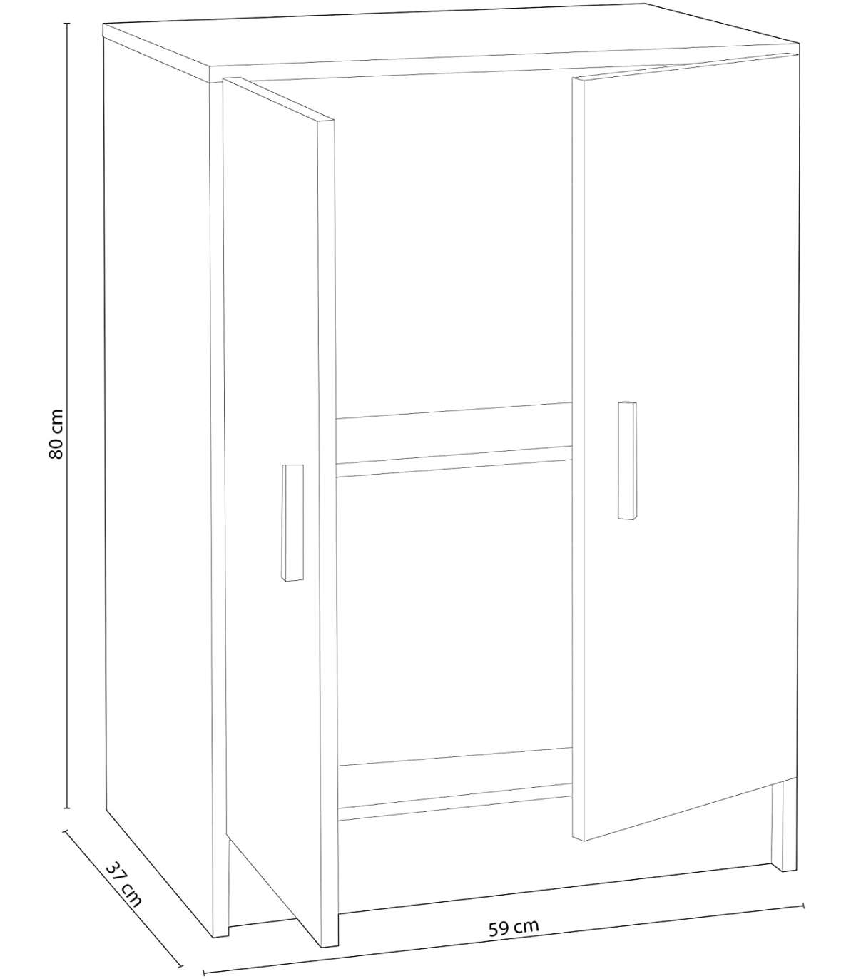 Frs Armario Milan de 2 puertas y 3 estantes 59 cm