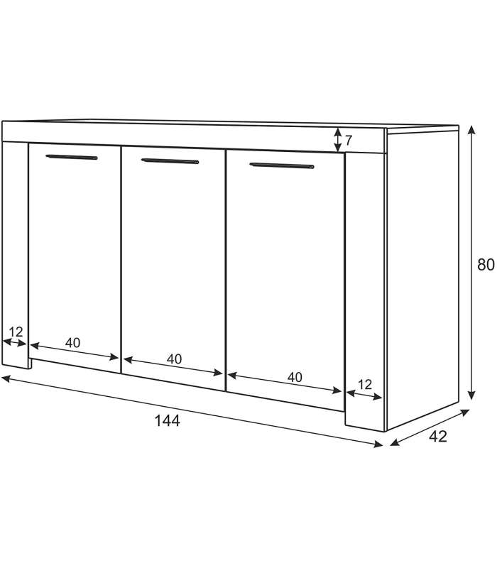 Aparador Buffet Nous en acabado Blanco Artik 80 cm(alto)144